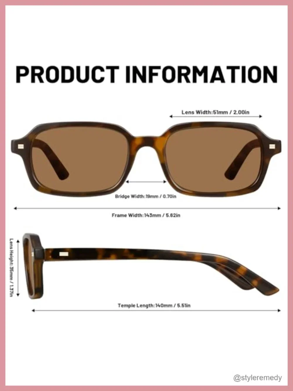 Retro Rectangular Sunglasses UV400 Protection Plastic Frame Set of 2